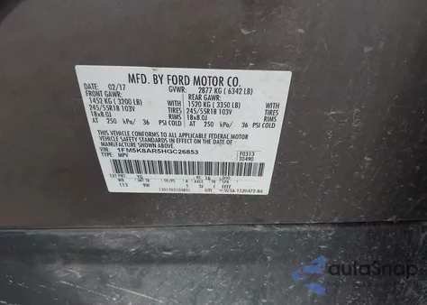 2017 Ford Police Interceptor из США, поврежденный, VIN 1FM5K8AR5HGC26853